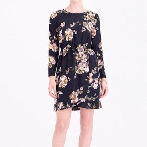 J. Crew Factory Floral Print Tulip Hem Long Sleeve Dress